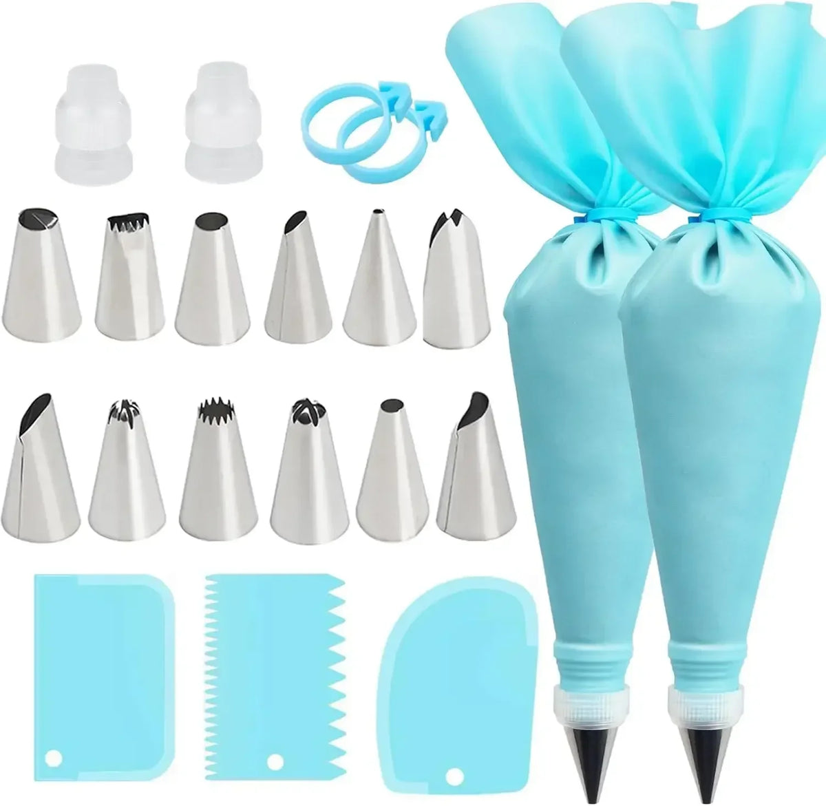 Cake Decorating Piping Bag Set - 12 Stainless Tips, Reusable Bags – image 2