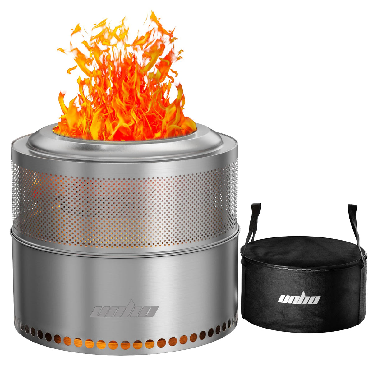 Smokeless Wood Burning Fire Pit with Carry Bag – Stainless Steel – image 1