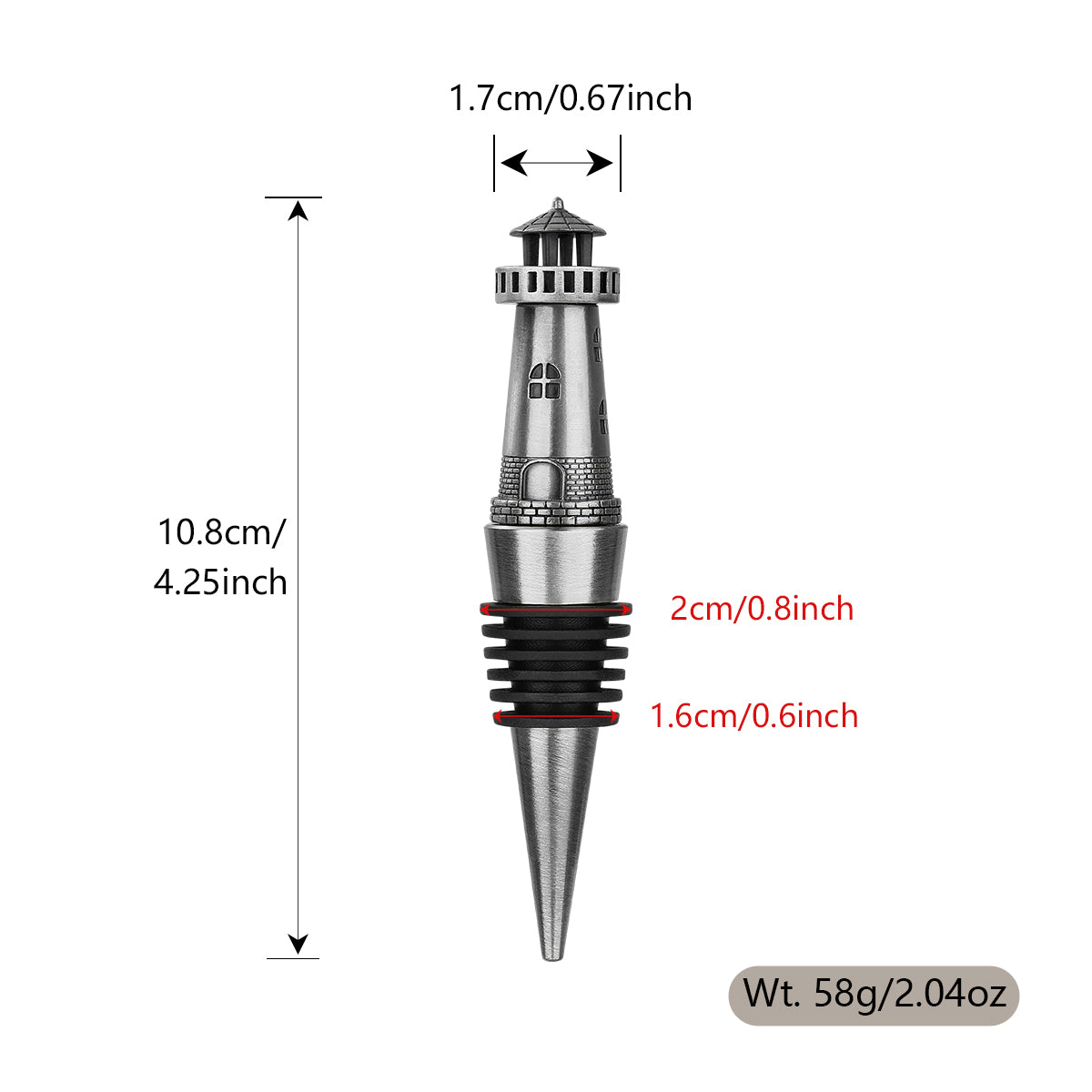 Lighthouse Wine Stopper – Zinc Alloy Bottle Stopper – image 4