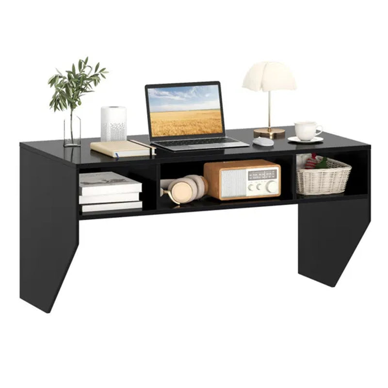 Wall-Mounted Floating Computer Desk with 3-Cube Storage, Black – image 2