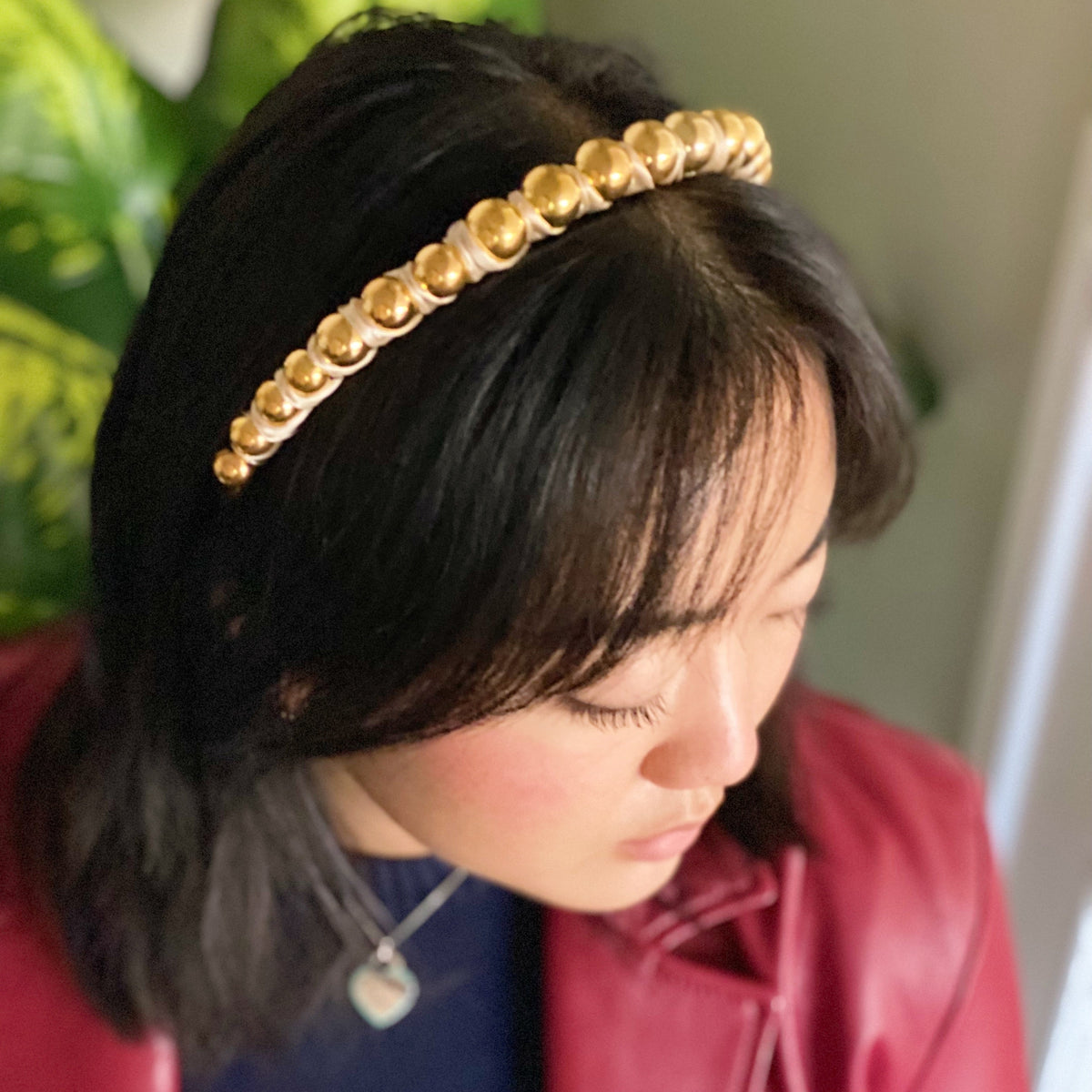 Satin Headband – Beaded Wrapped Hair Band – image 4