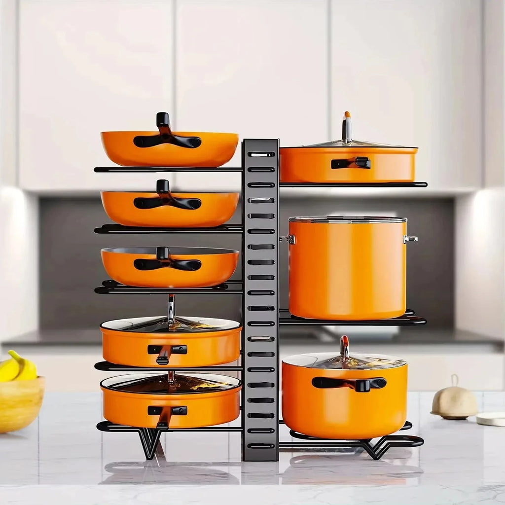 Pot Lid Rack, 8-Tier Adjustable Iron Pan Organizer for Cabinet – image 6