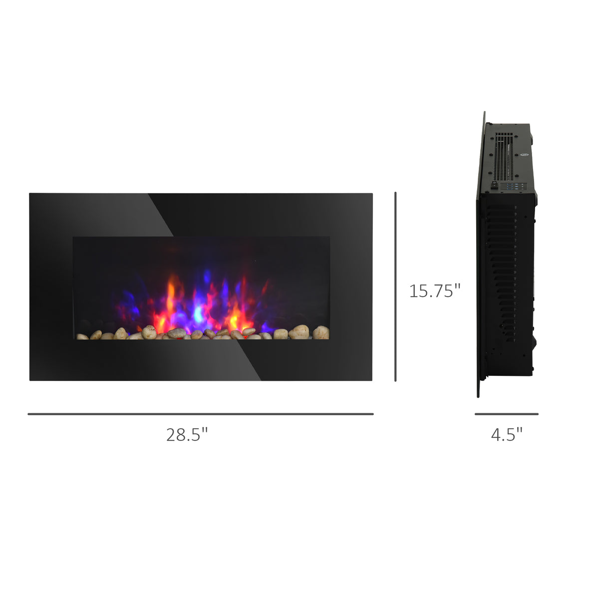 28.5 Inch Wall Mounted Electric Fireplace 1450W with 7 Flame Colors – image 3