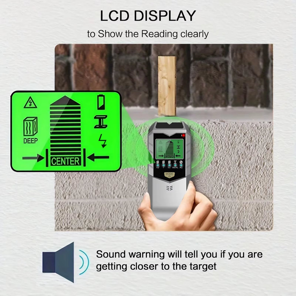 5-in-1 Wall Scanner Stud Finder with LCD, Metal & AC Wire Detection – image 4