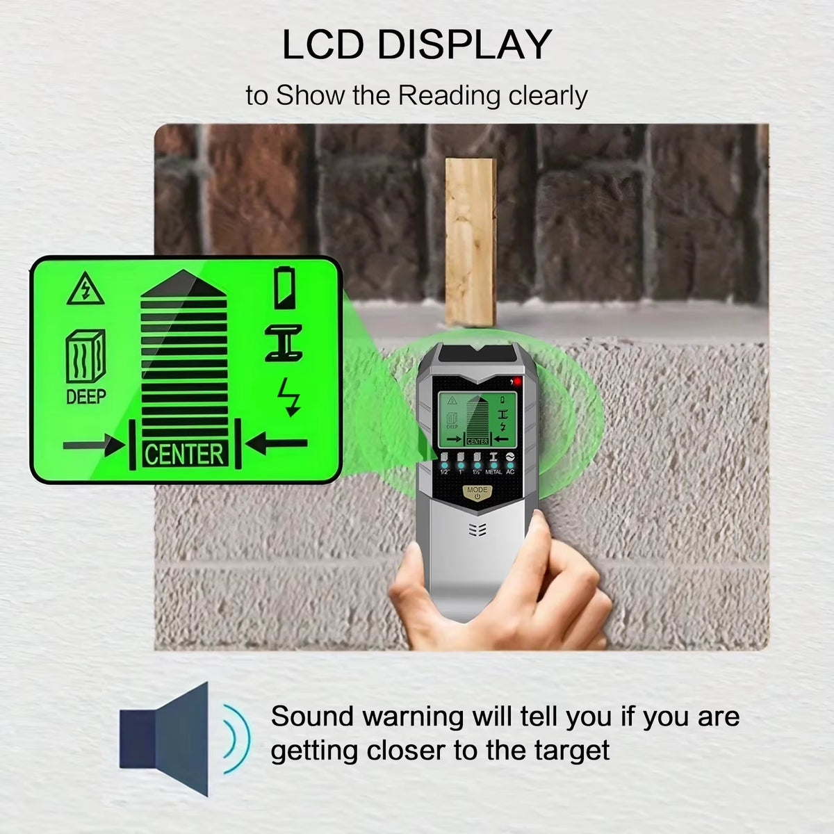5-in-1 Wall Scanner Stud Finder with LCD, Metal & AC Wire Detection – image 4