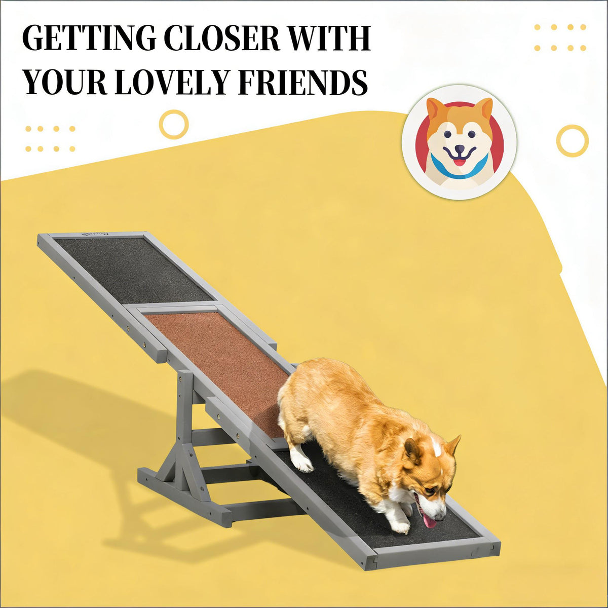Wooden Dog Agility Seesaw 71 Inch Anti Slip – image 3