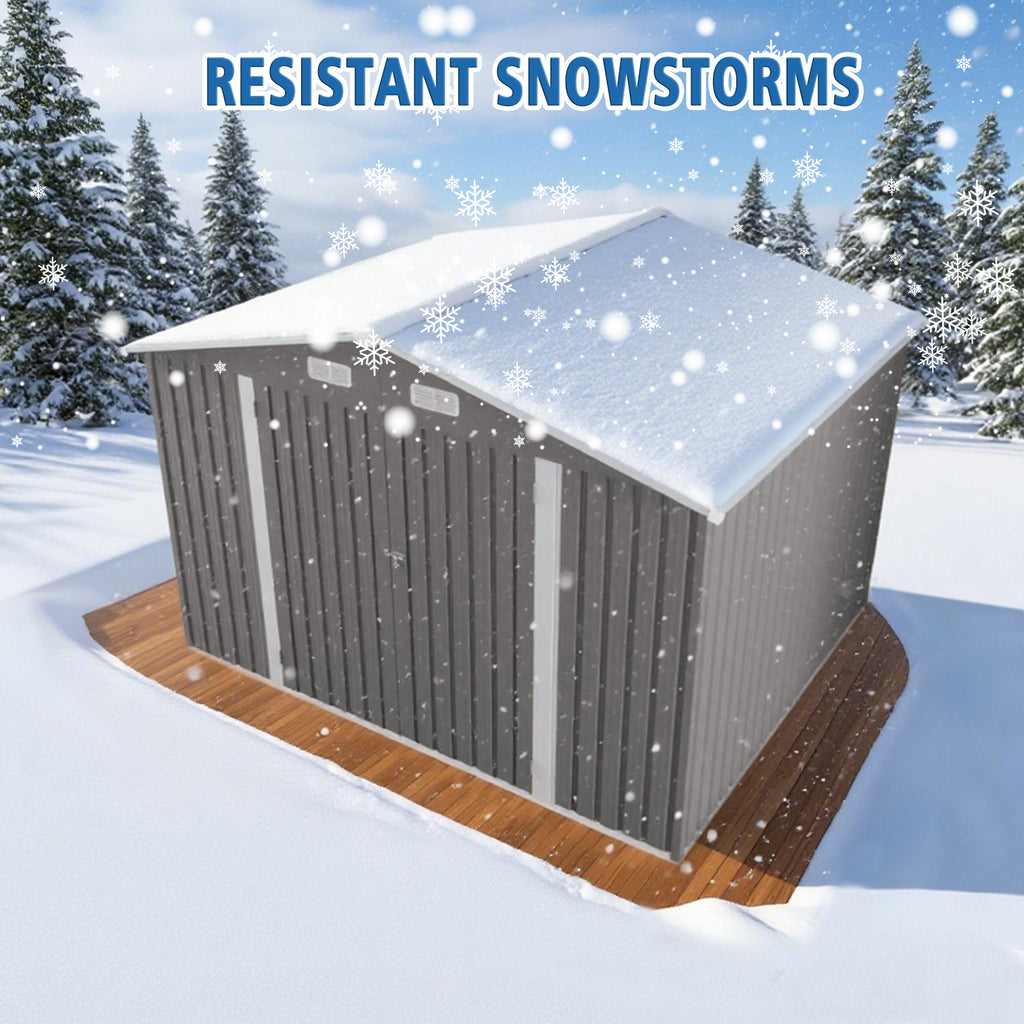 10 x 8 ft Metal Storage Shed with Lockable Doors, Vents and Window – image 2