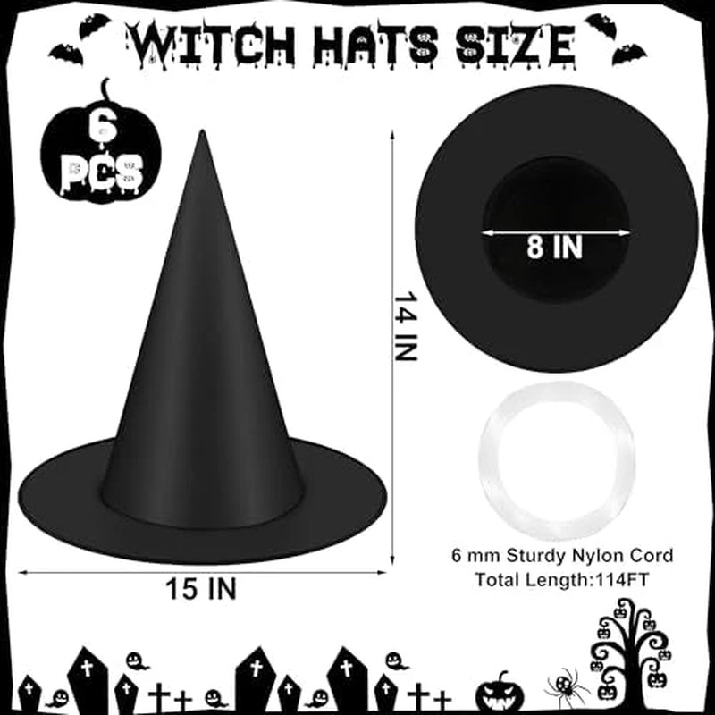 Hanging Witch Hats Halloween Decorations – 6, 9 or 18 Pack with Cord – image 2