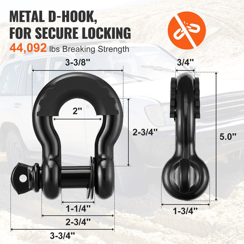 Towing Recovery Kit with Snatch Block, 30,000 lb Straps & Shackles
