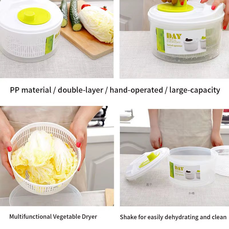 Salad Spinner - Double Layer Lettuce Dryer with Drain Port – image 2