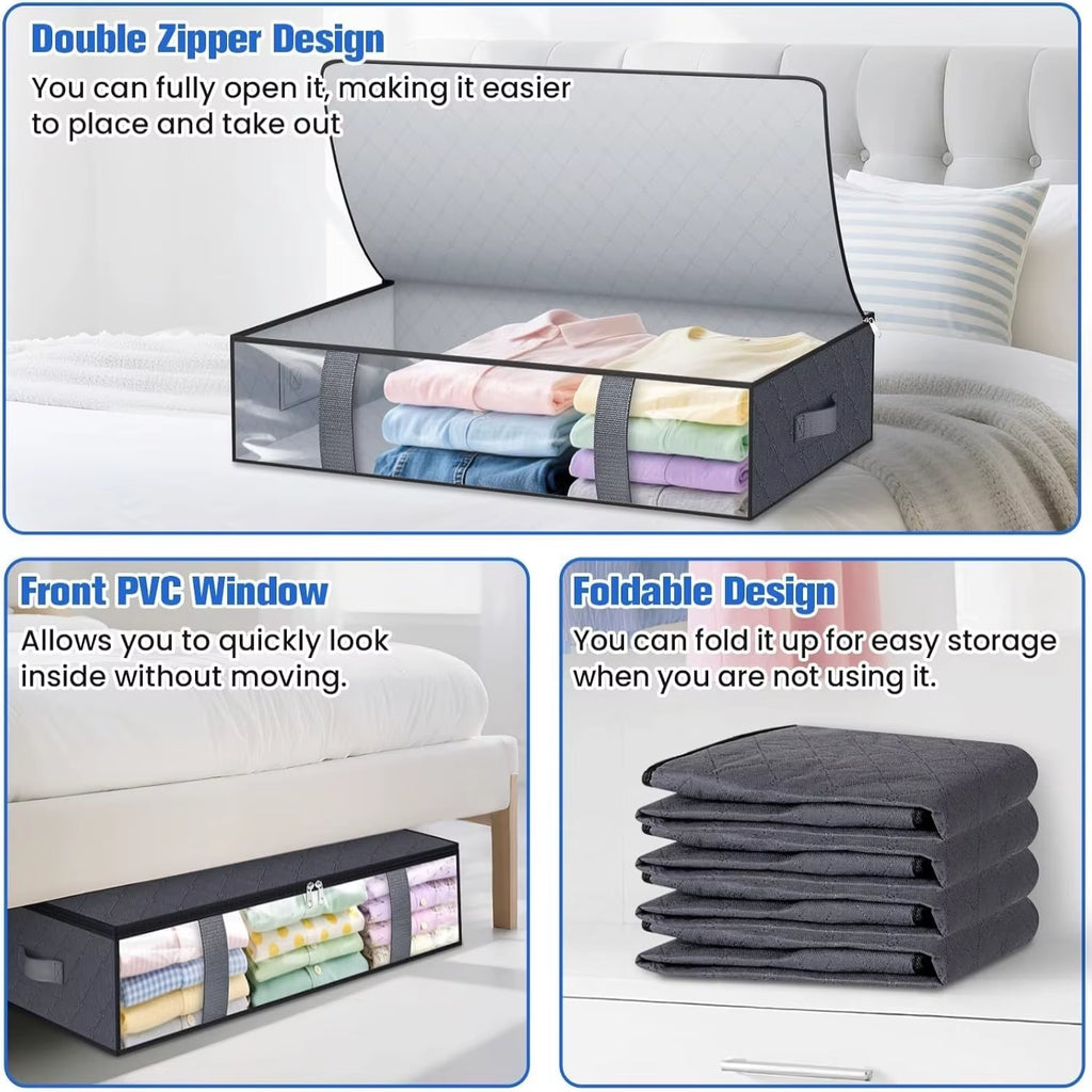 Under Bed Storage Bags - Foldable Blanket Organizers, 4 Pack – image 4