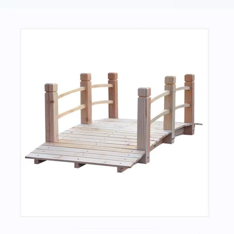 Wooden Garden Bridge 5 ft, Arched Fir Wood Footbridge 400 lb – image 3