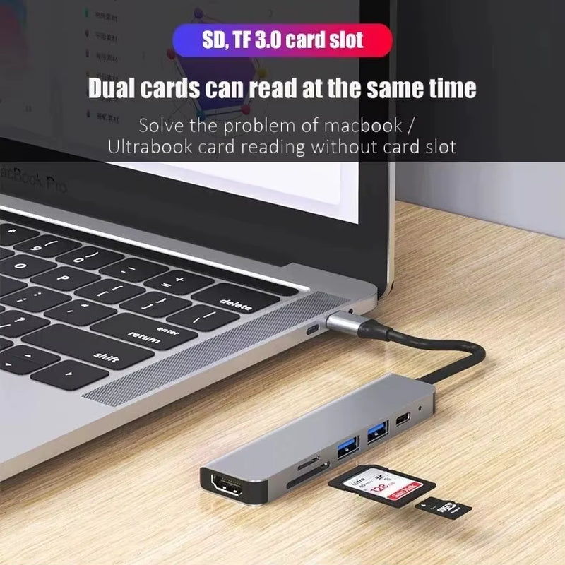USB C Hub 6-in-1 with 4K HDMI, Card Reader and PD Charging – image 2