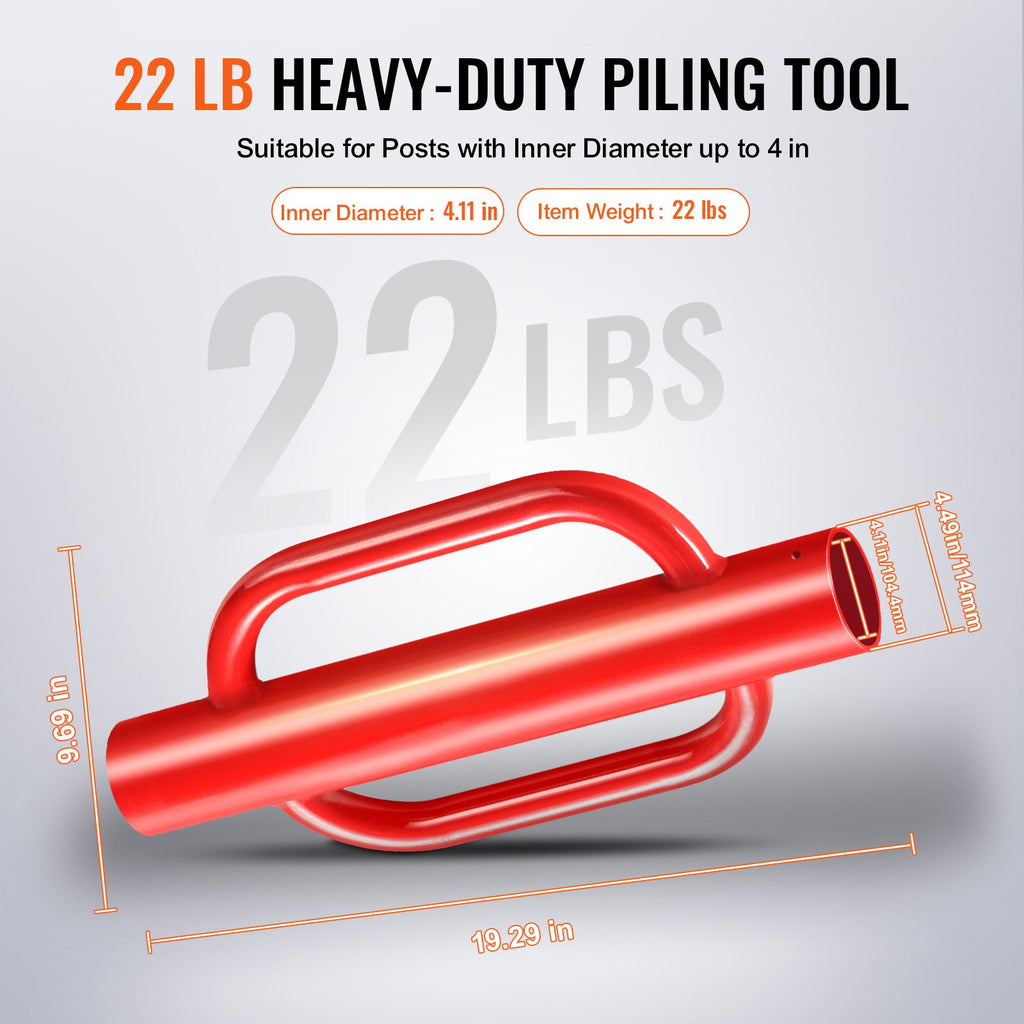 Heavy Duty T-Post Driver 22 Lb with Handles, 4.1 in Opening