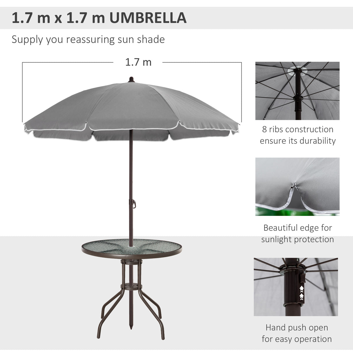6-Piece Patio Dining Set for 4 with Umbrella and Folding Chairs – image 6