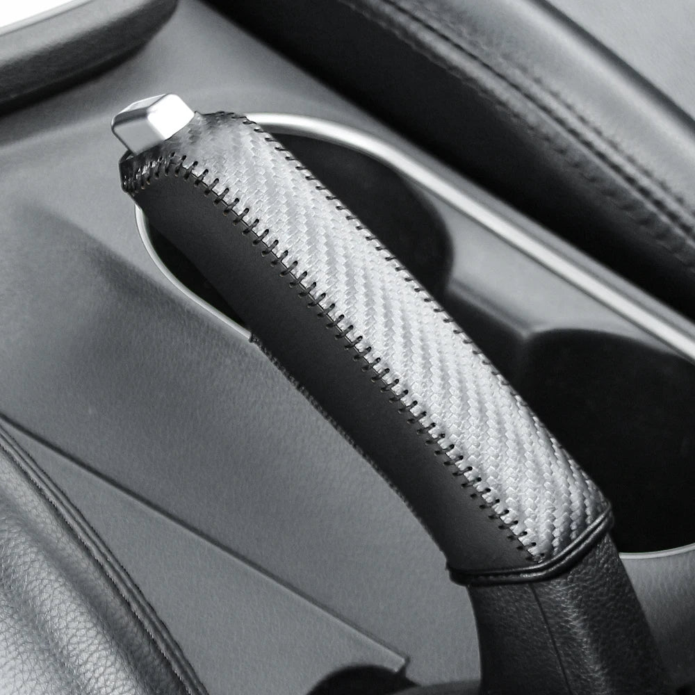Handbrake Cover – Carbon Fiber Pattern PU Leather Sleeve – image 4