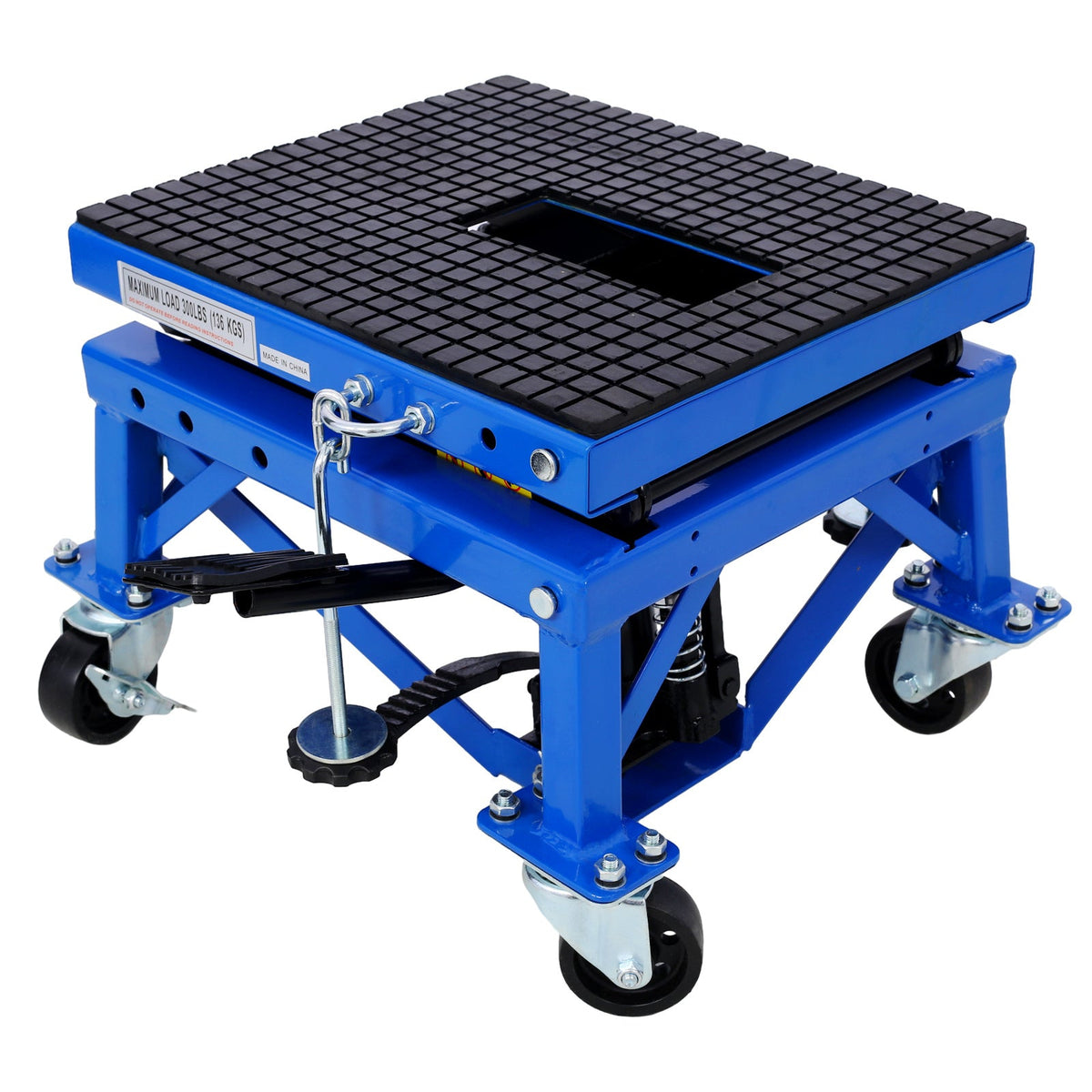 Dirt Bike Lift Stand – 300 lb Hydraulic Foot Pedal Lift with Wheels