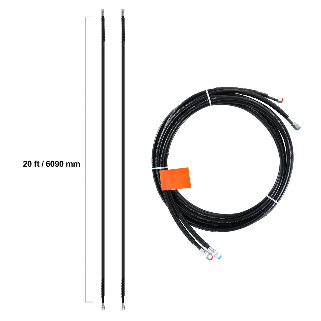 20 Ft Hydraulic Steering Hose Kit, 2-Piece Outboard Hoses to 300HP