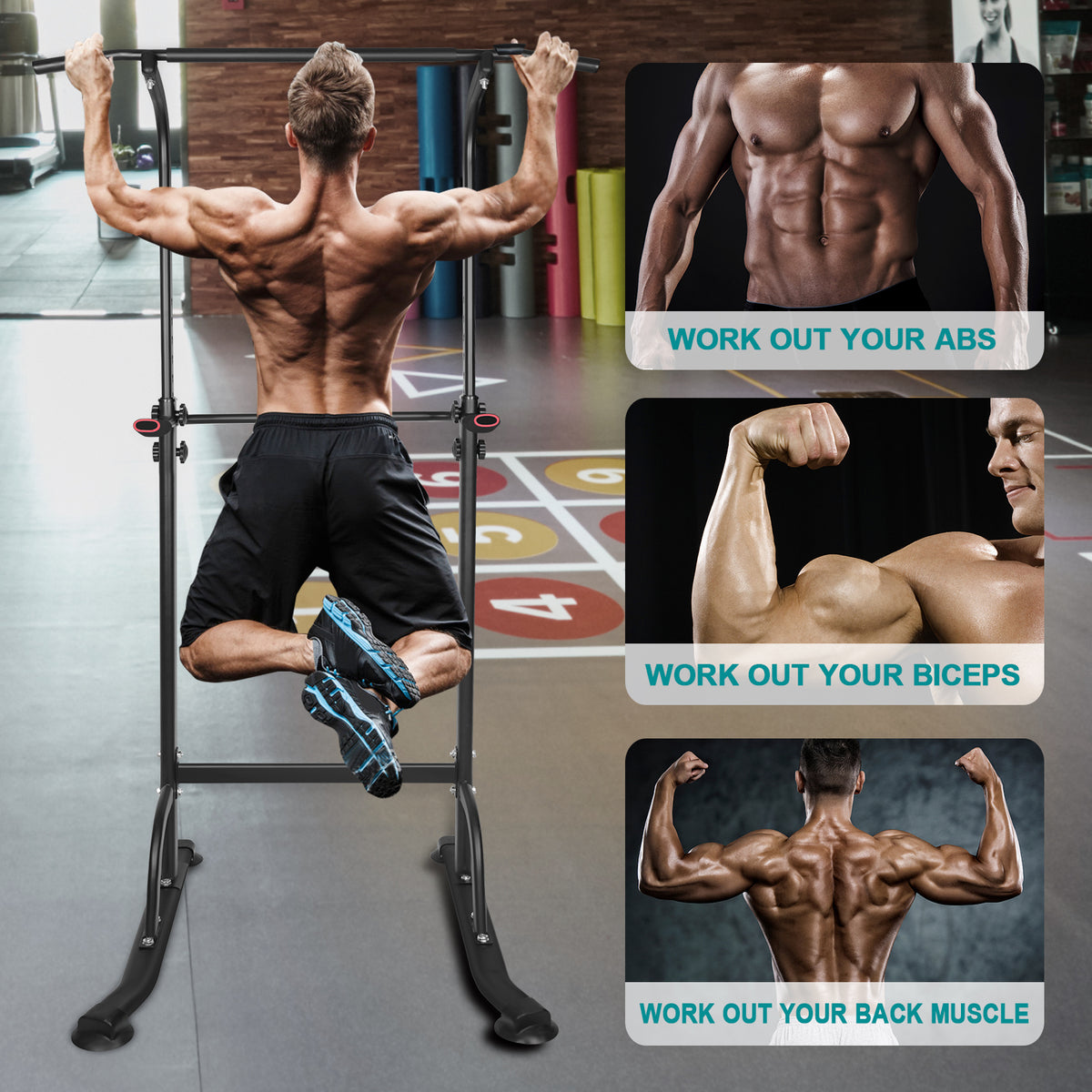 Power Tower Pull Up Dip Station – Adjustable with Sit-Up Bench – image 12