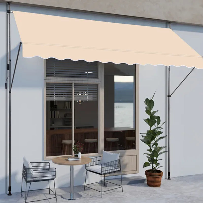 Retractable Patio Awning 118 x 47 in, No-Drill Crank Sun Shade – image 4