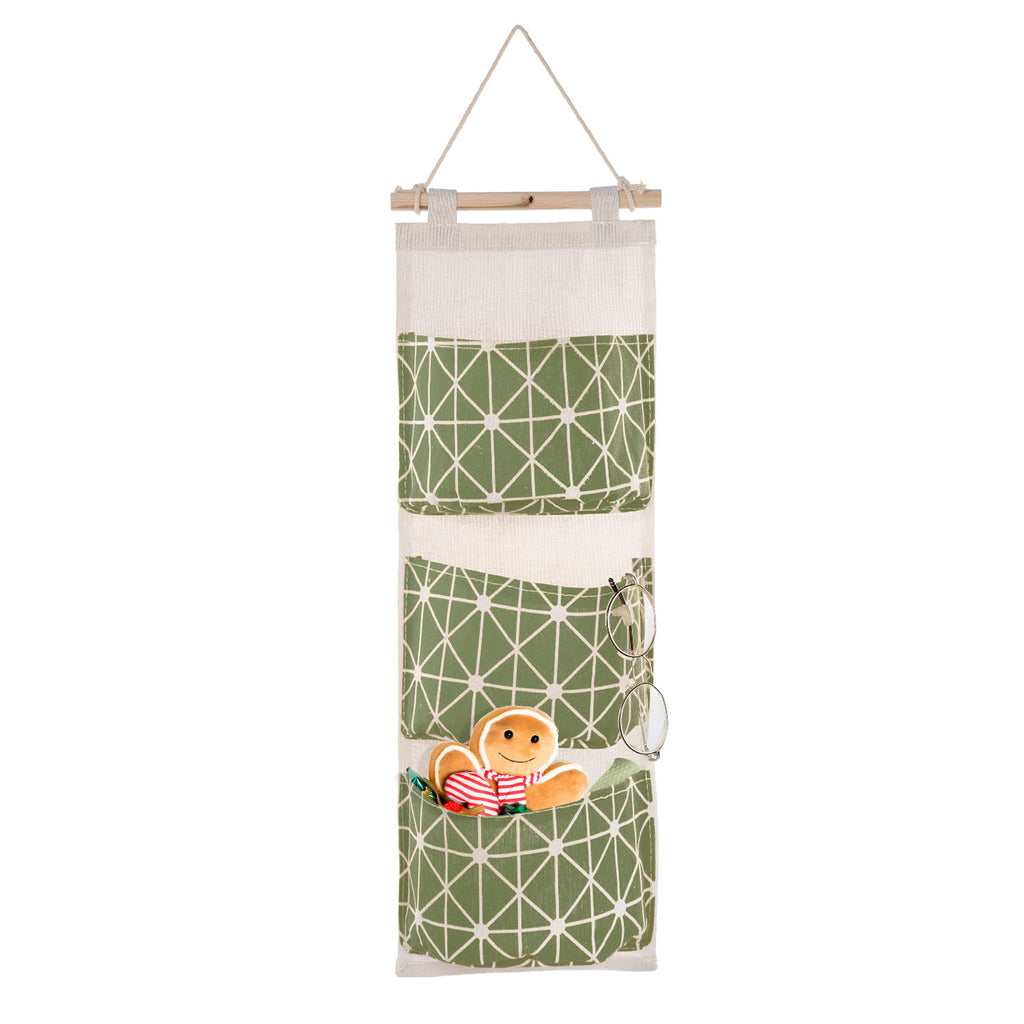 Hanging Wall Organizer - 3-Pocket Linen Door & Closet Storage Bag