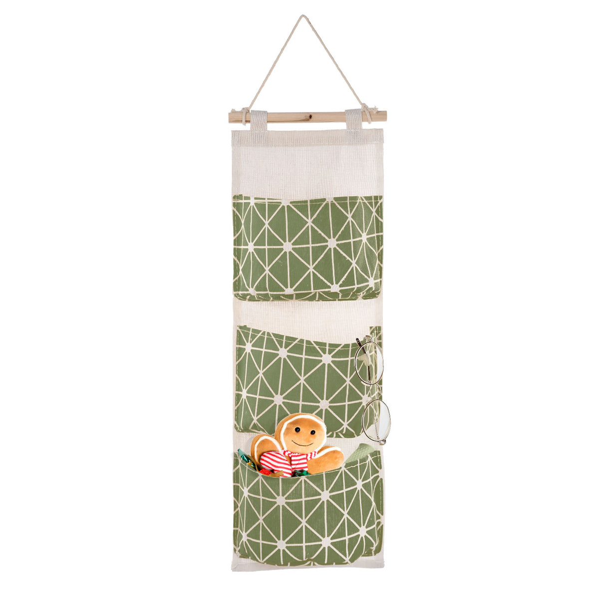Hanging Wall Organizer - 3-Pocket Linen Door & Closet Storage Bag