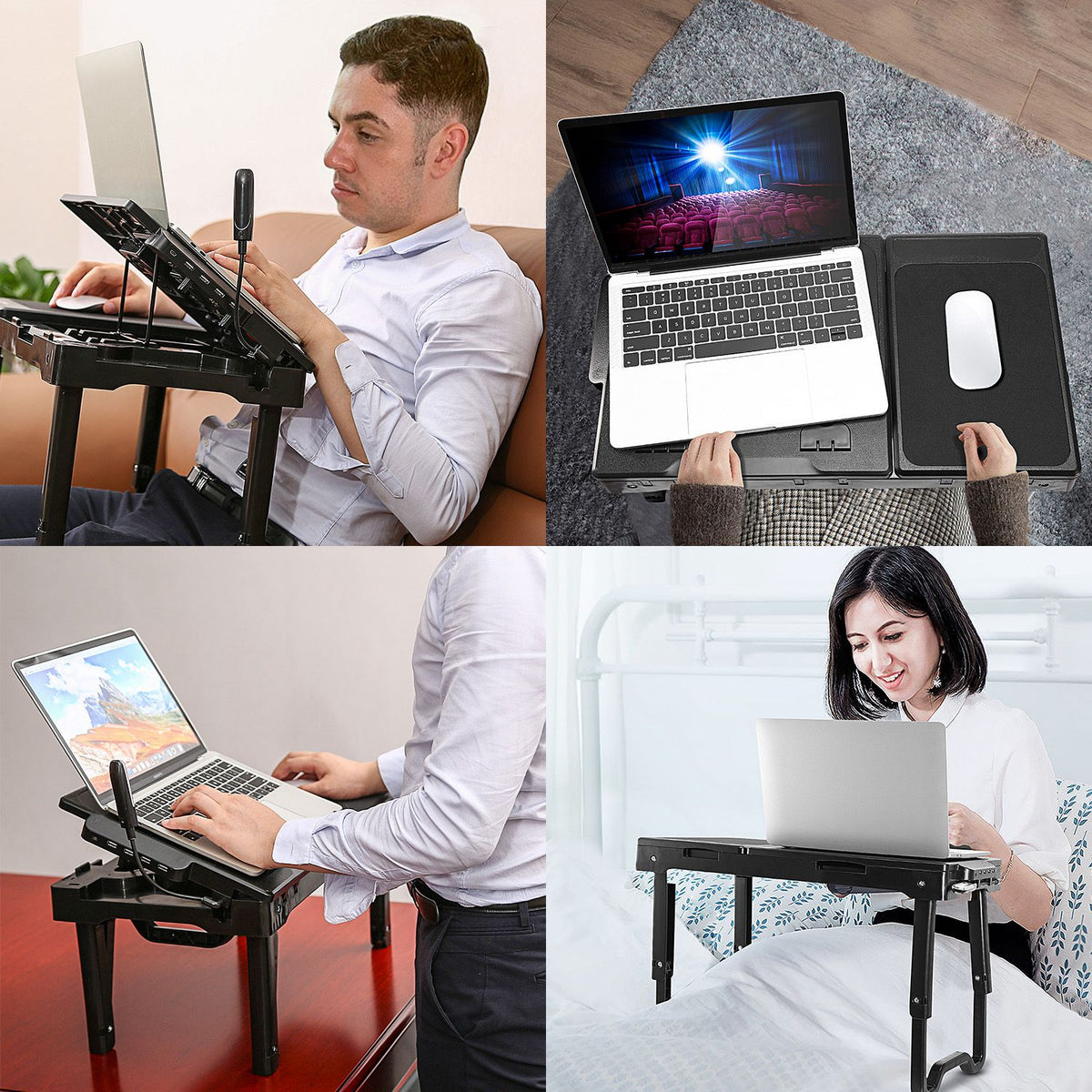 Foldable Laptop Bed Tray with Cooling Fan, LED Light and USB Ports – image 12
