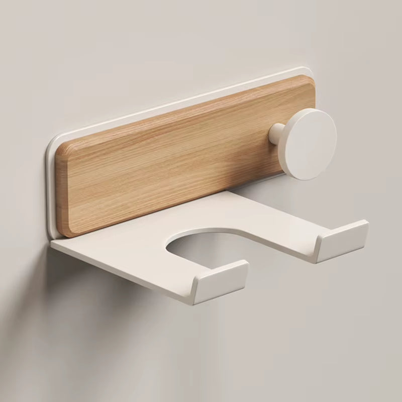 Wall Mounted Hair Dryer Holder, Punch-Free Wood and Aluminum Rack – image 3