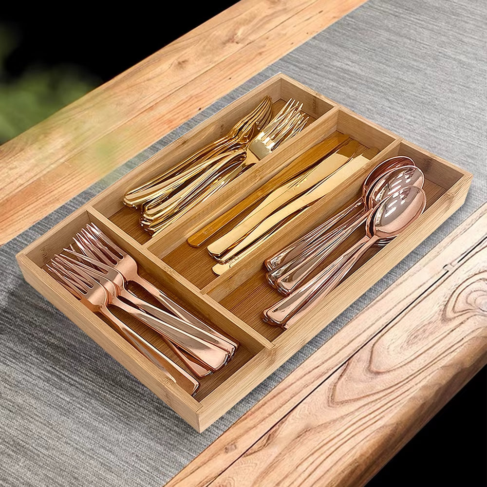 Bamboo Cutlery Tray - Kitchen Drawer Silverware Organizer 13x9.5in – image 2