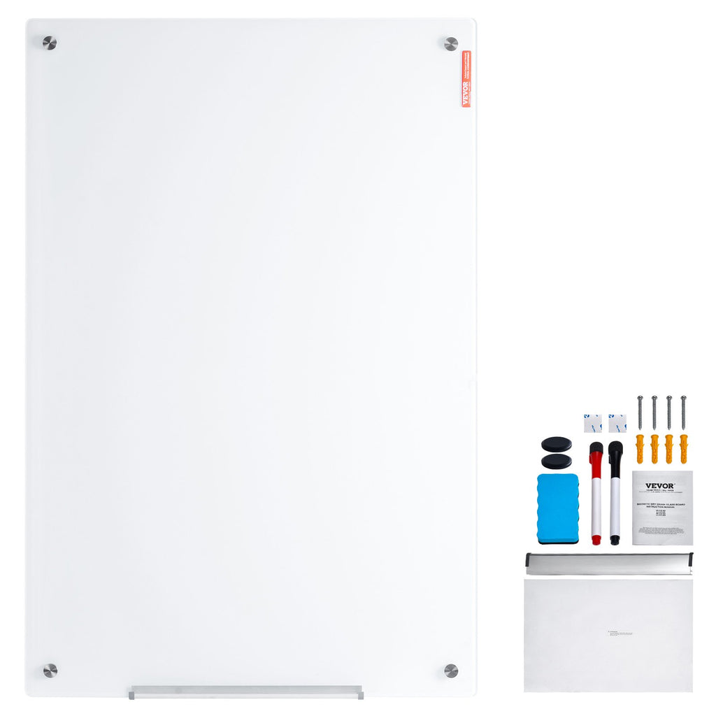Magnetic Glass Whiteboard 48 x 32 in, Frameless Dry Erase Board – image 1