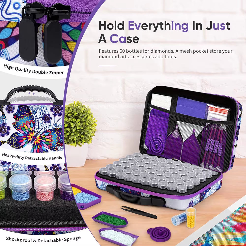 Diamond Painting Storage Case with 60 Bead Containers and Tools – image 4