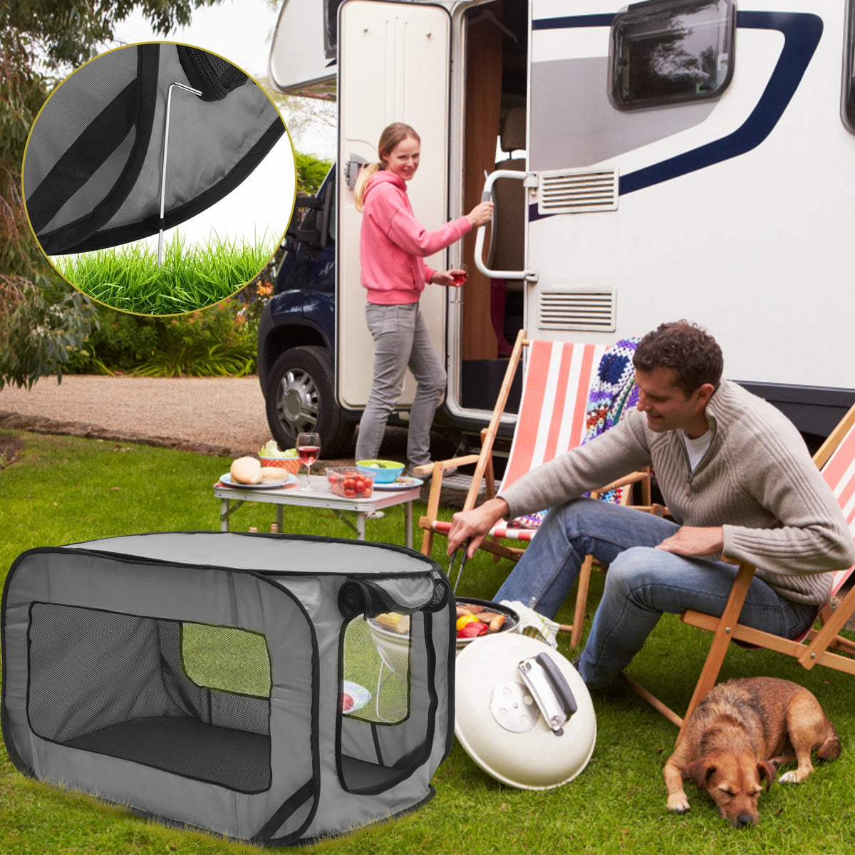 Pop Up Dog Crate - Foldable Travel Kennel with Mesh Zipper Door – image 5