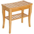 Bamboo Shower Bench with Storage Shelf, 20 in Bath Stool
