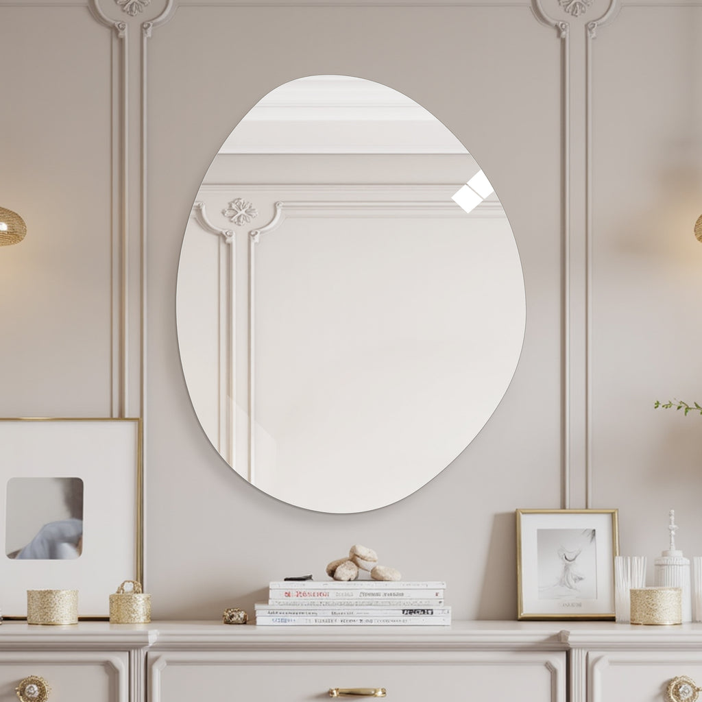 Asymmetrical Frameless Bathroom Wall Mirror, 40 x 32 Inch – image 4