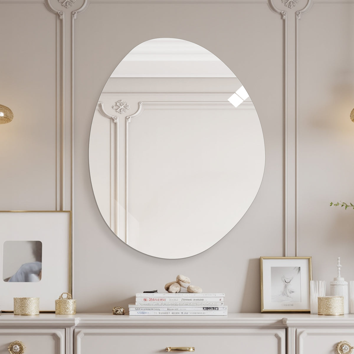 Asymmetrical Frameless Bathroom Wall Mirror, 40 x 32 Inch – image 4