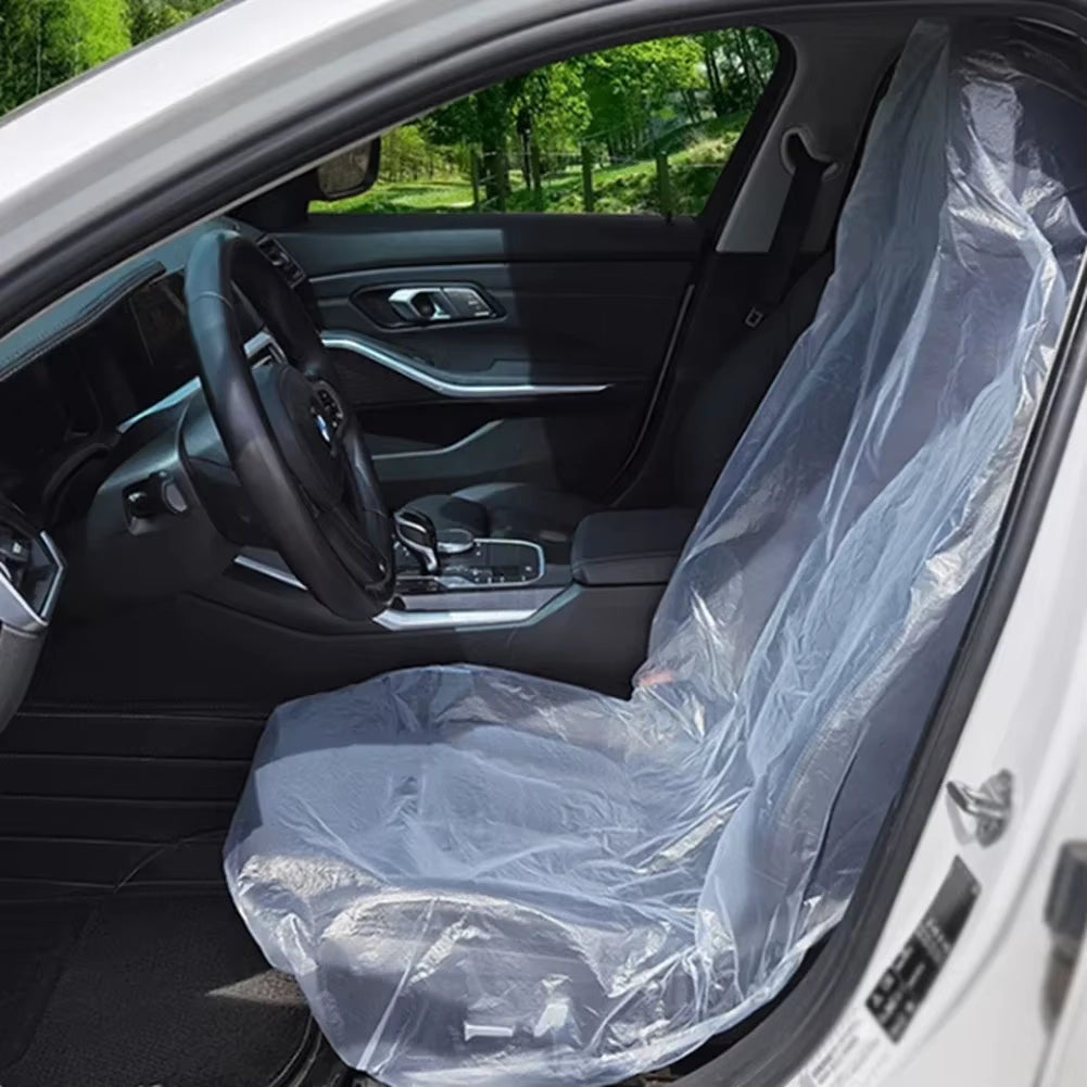 Disposable Car Seat Covers 100-Pack, Clear Plastic Seat Protectors