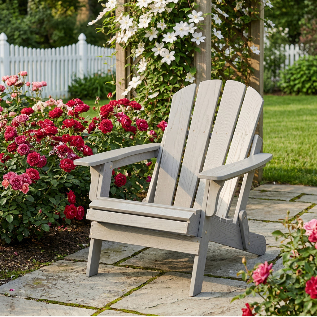 Oversize Folding Adirondack Chair, Hemlock Wood, 330 lb, Grey – image 4