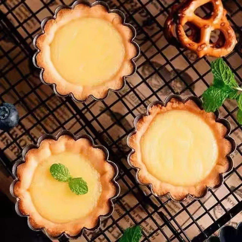 6 Piece Mini Tart Pan Set, 4 Inch Removable Bottom Quiche Pans
