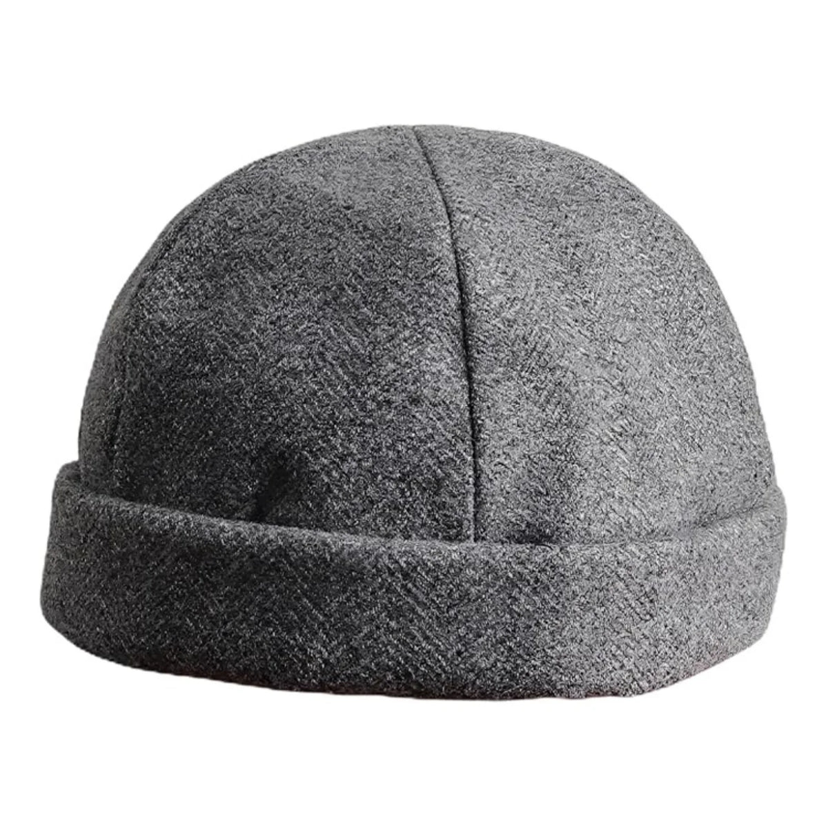 Wool Docker Hat, Gray Brimless Fisherman Beanie for Men & Women