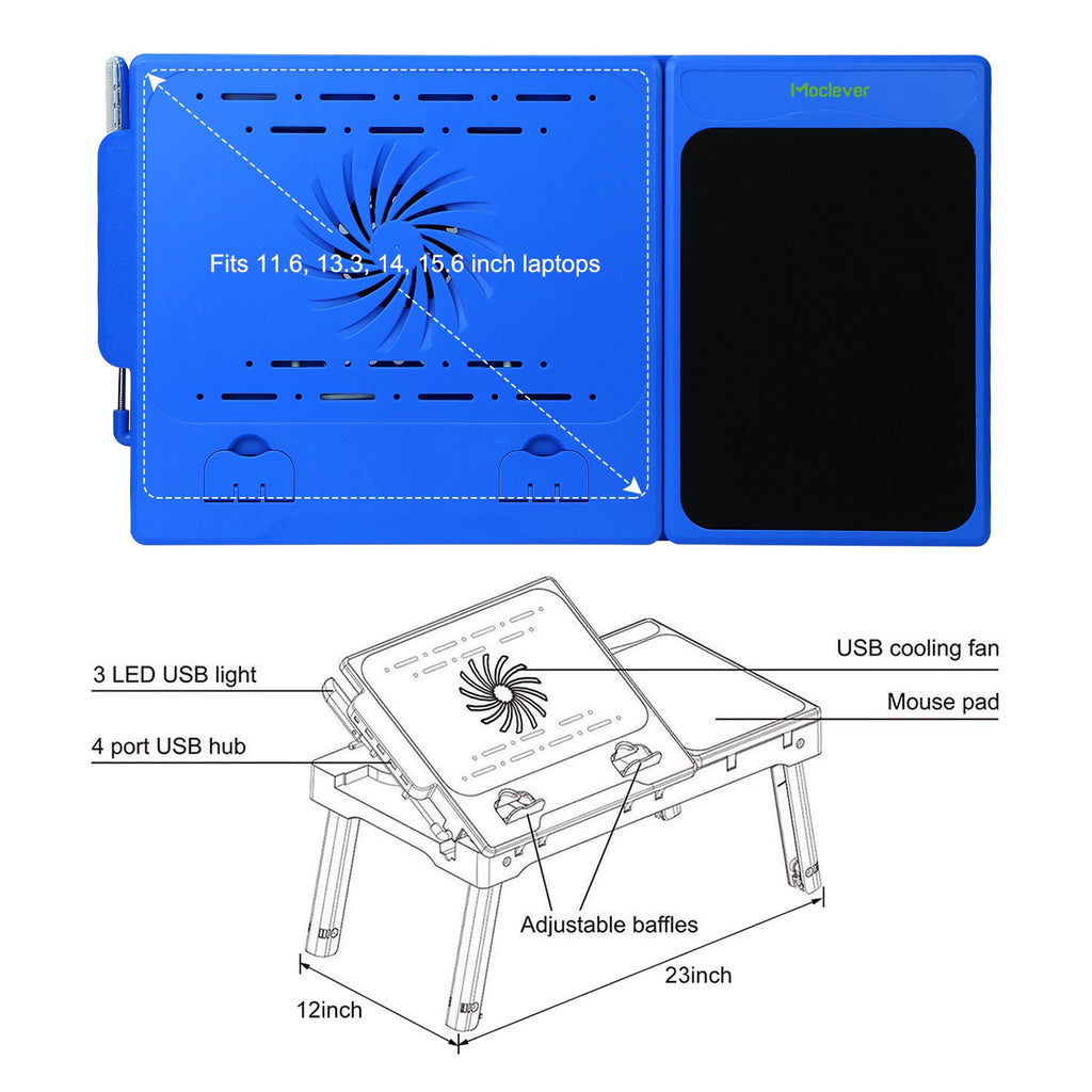 Foldable Laptop Bed Tray with Cooling Fan, LED Light and USB Ports – image 20