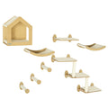 8-Piece Cat Wall Shelves Climbing Set with Condo and Sisal Posts, Oak – image 1