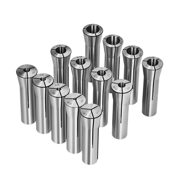 13 Pcs Precision R8 Collet Set, 1/8'' - 7/8'', 45# Alloy Steel Mill Collet Chuck 0.0012"/30Μm TIR with 13 Labeled Storage Boxes, for Milling Machine Drill Presses Boring Machine Machining Center