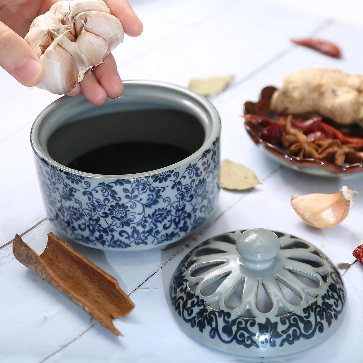 Ceramic Garlic Keeper - Countertop Storage Jar with Lid – image 7