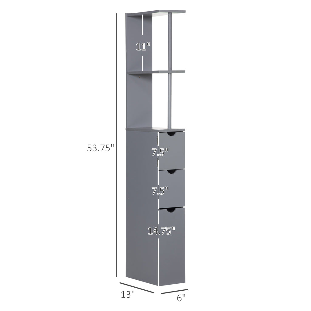 Tall Bathroom Storage Cabinet 54 in, Narrow Linen Tower with Drawers – image 3