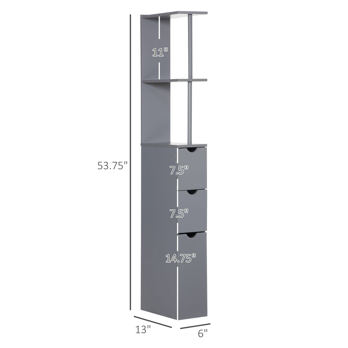 Tall Bathroom Storage Cabinet 54 in, Narrow Linen Tower with Drawers – image 3