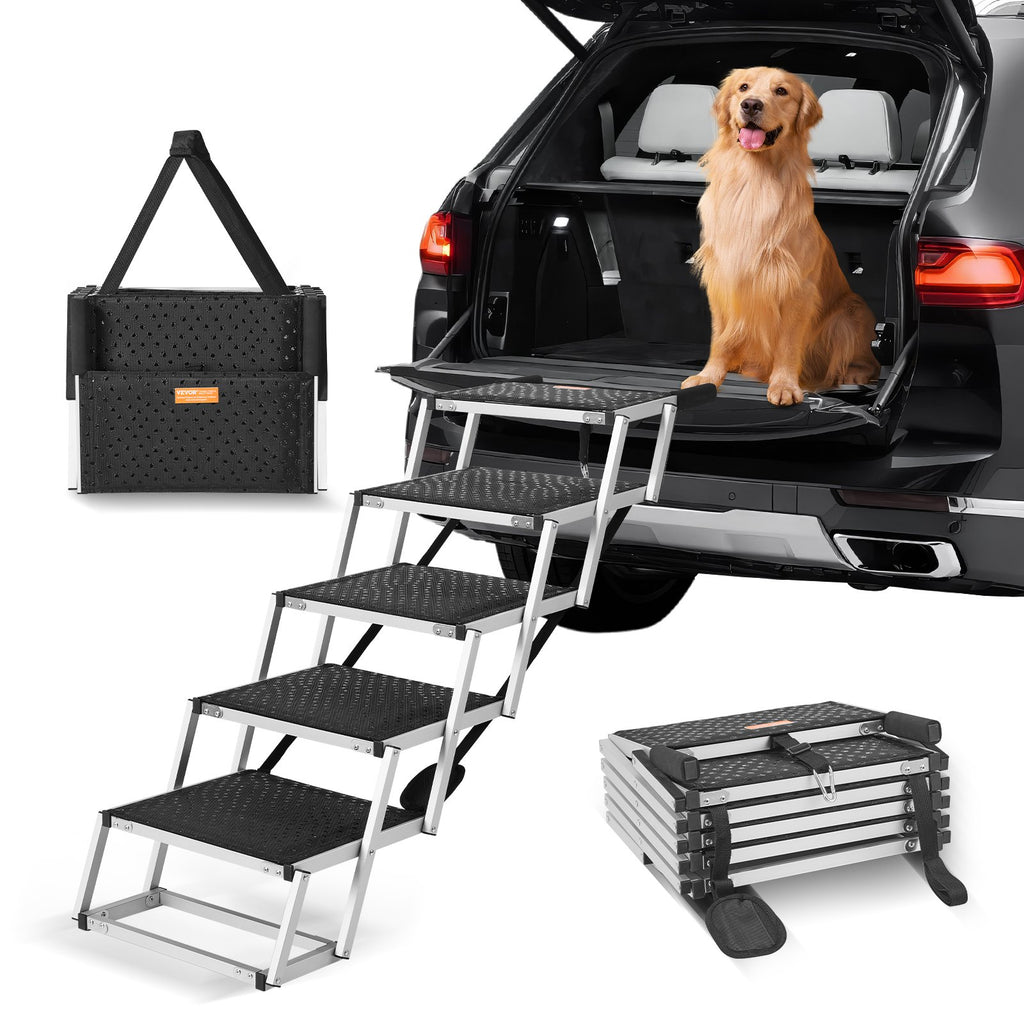 5-Step Folding Dog Stairs for Cars, Aluminum Pet Steps, 150 lb – image 2