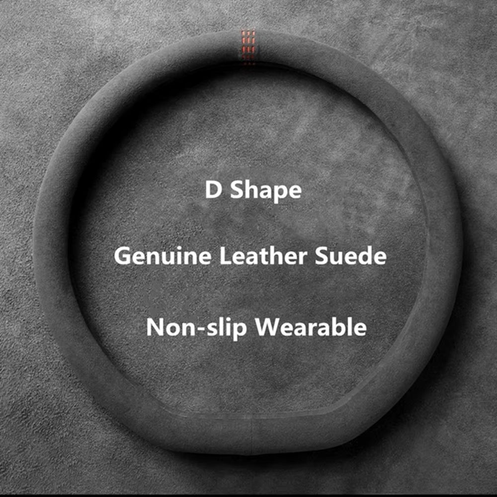 Suede Steering Wheel Cover, Universal 15 in Breathable Non-Slip Wrap – image 5