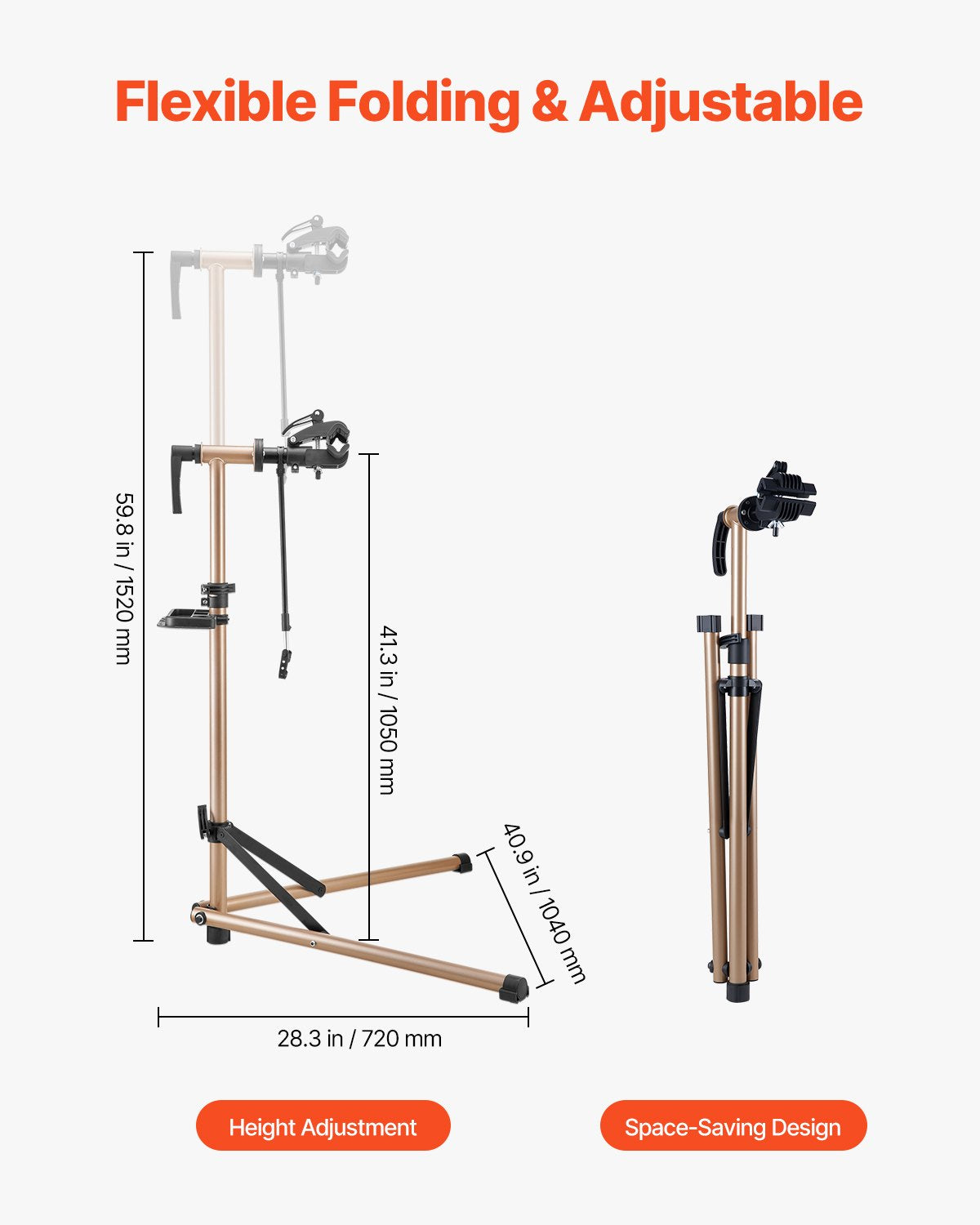Bike Repair Stand, 88 lb Foldable Work Stand with Tool Tray – image 4