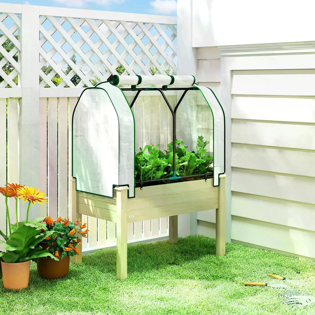 Raised Garden Bed, Wooden with Mini Greenhouse Cover – image 9