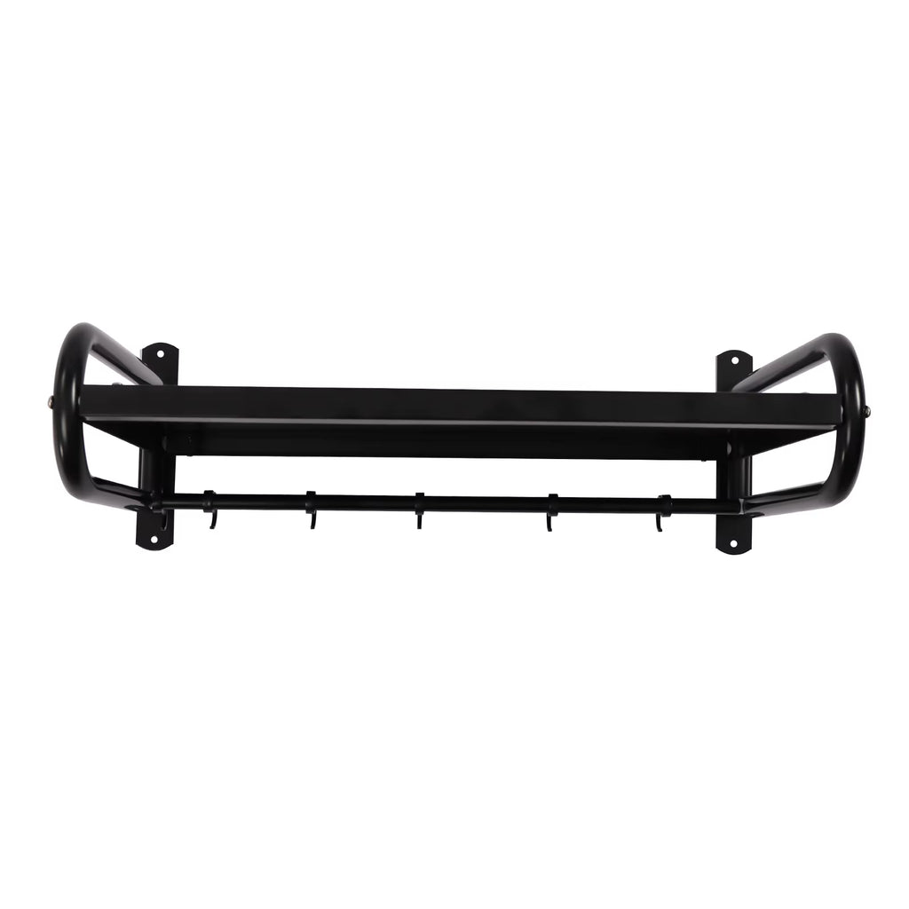 Wall Mount Microwave Shelf, Heavy Duty Steel Kitchen Shelf with 6 Hooks – image 5